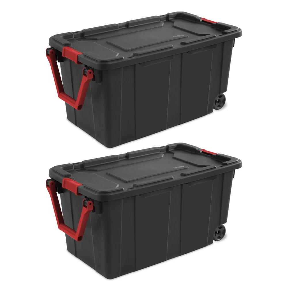 Sterilite 40-Gallon Wheeled Tote Industrial Storage Case of 2