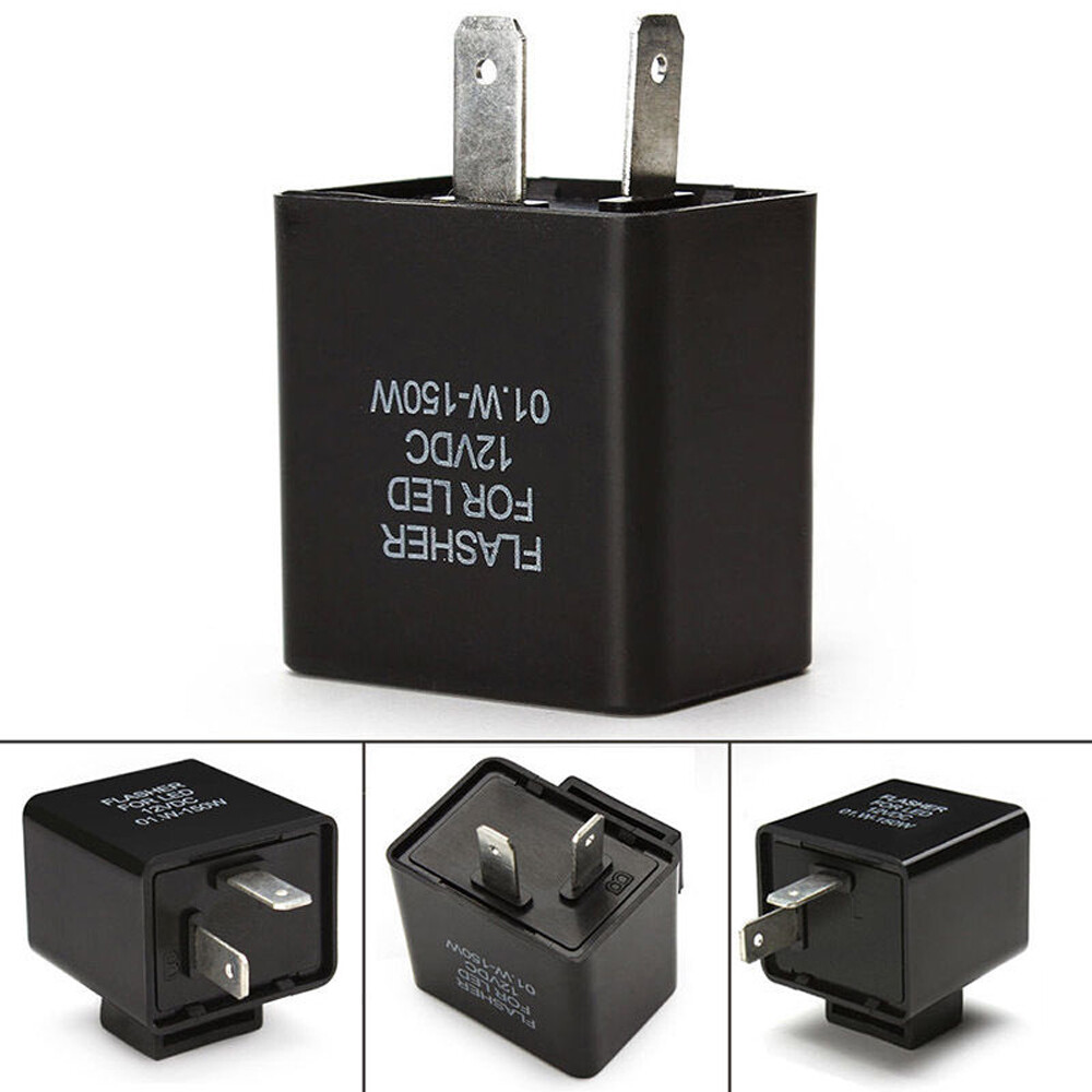 Motorcycle Parts 2 Pin Blinker LED Flasher Relay Turn Signal Indicator Kit Black