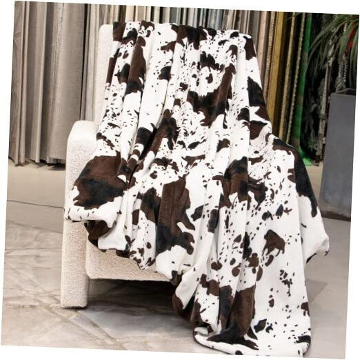 Cow Print Blanket Lightweight Ultra Soft Plush Fleece Throw - Cozy Warm