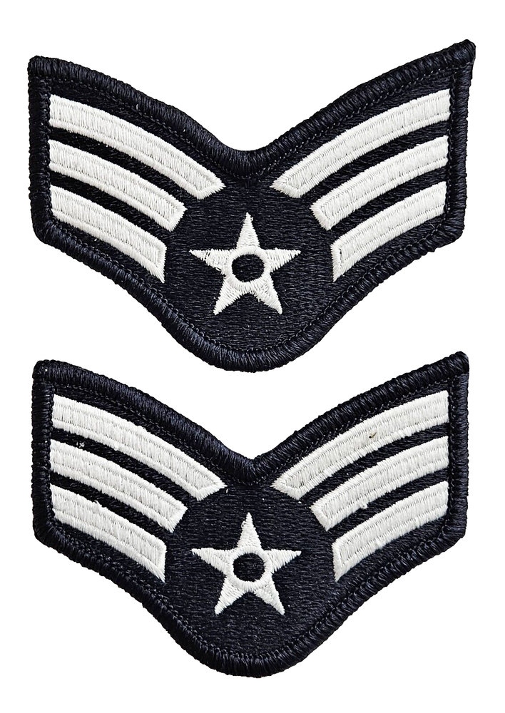 US Air Force Dress Blue Senior Airman E-4 Rank Chevron Female Patches - Pair
