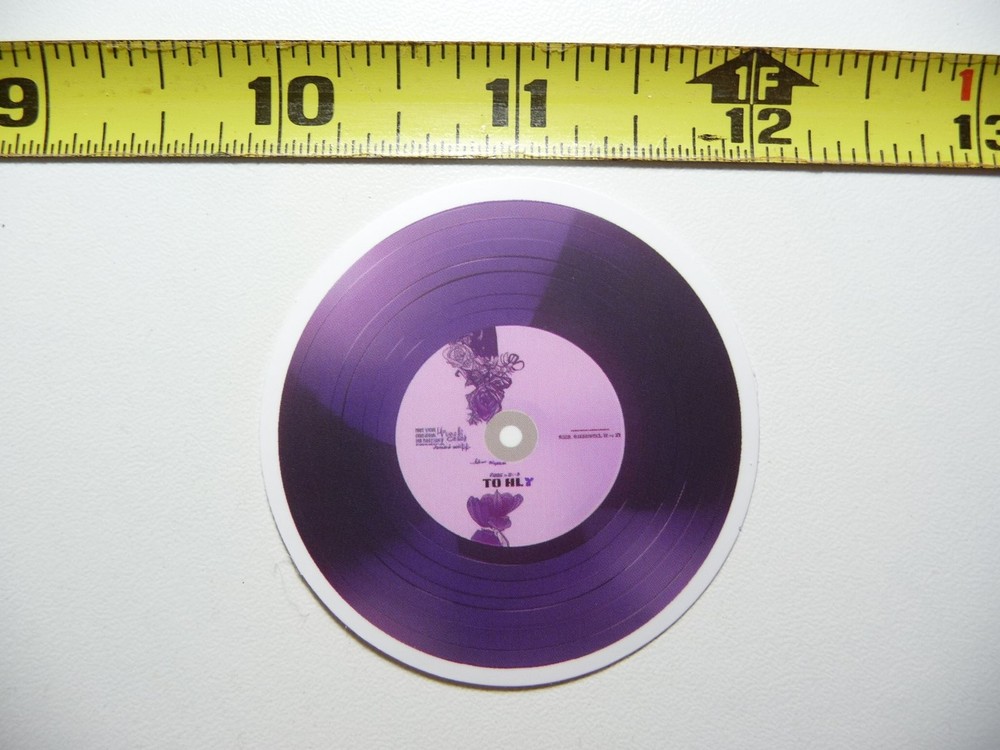 Vinyl Record Style Sticker Decal LP DJ Purple Flowers Music Concert