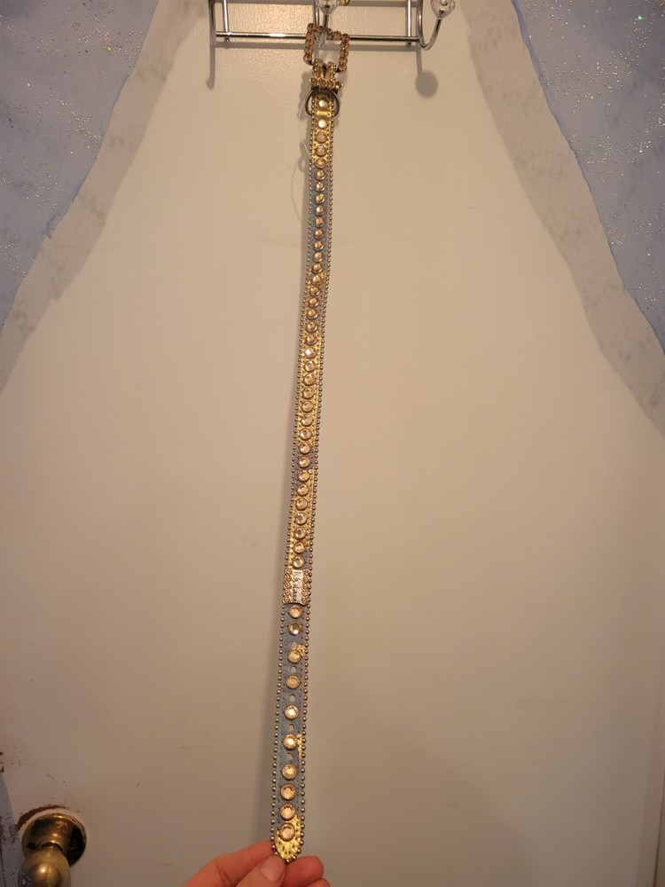 Bb Simon Gold And Blue Rhinestone Belt, 20' waist size