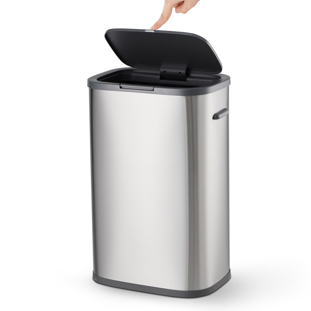 Kitchen Trash Can, 55L/14.5 Gallon Rectangular Trash Can with Pop-up Lid, Sta...