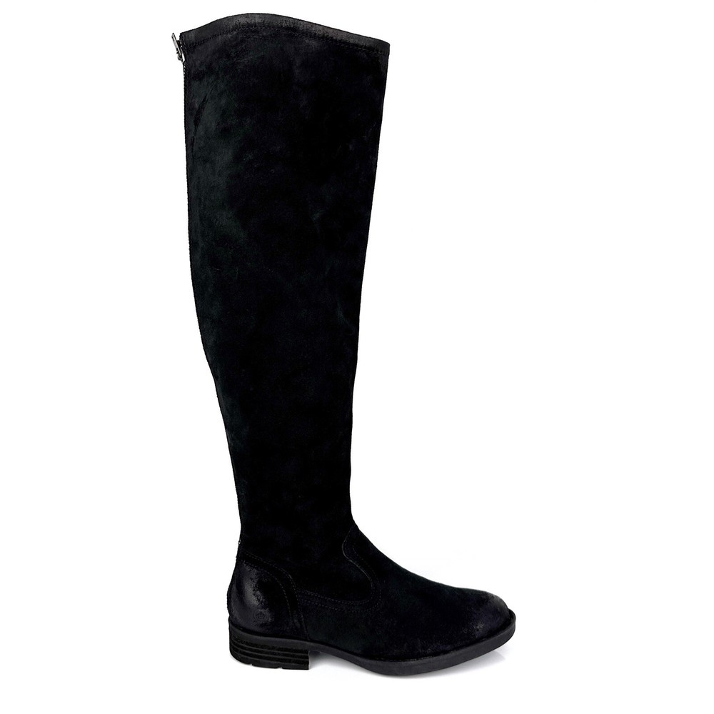 Born Women's Borman Distressed Suede Leather Tall Boots Black Size 5