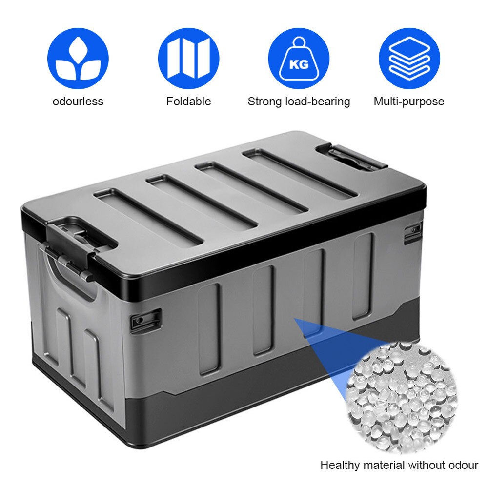 60L Portable Car Organiser Car Trunk Storage Tray Collapsible Foldable Polyester