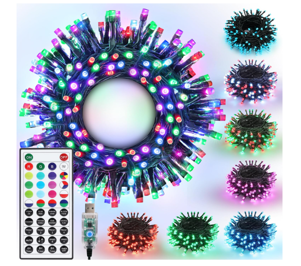 Color Changing Christmas Lights, 33FT 100 LED RGB String Lights USB Powered