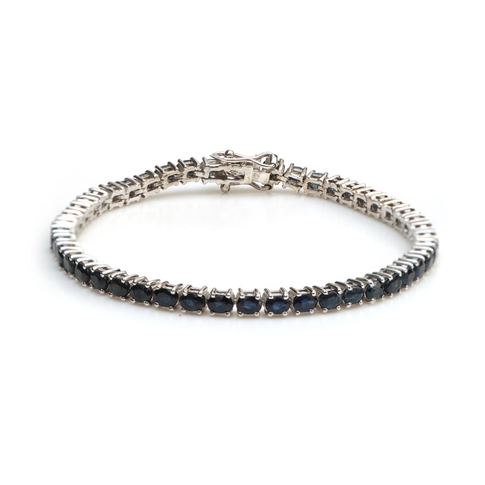 925 Sterling Silver Handmade Tennis Bracelet, Natural Blue Sapphire Bracelet