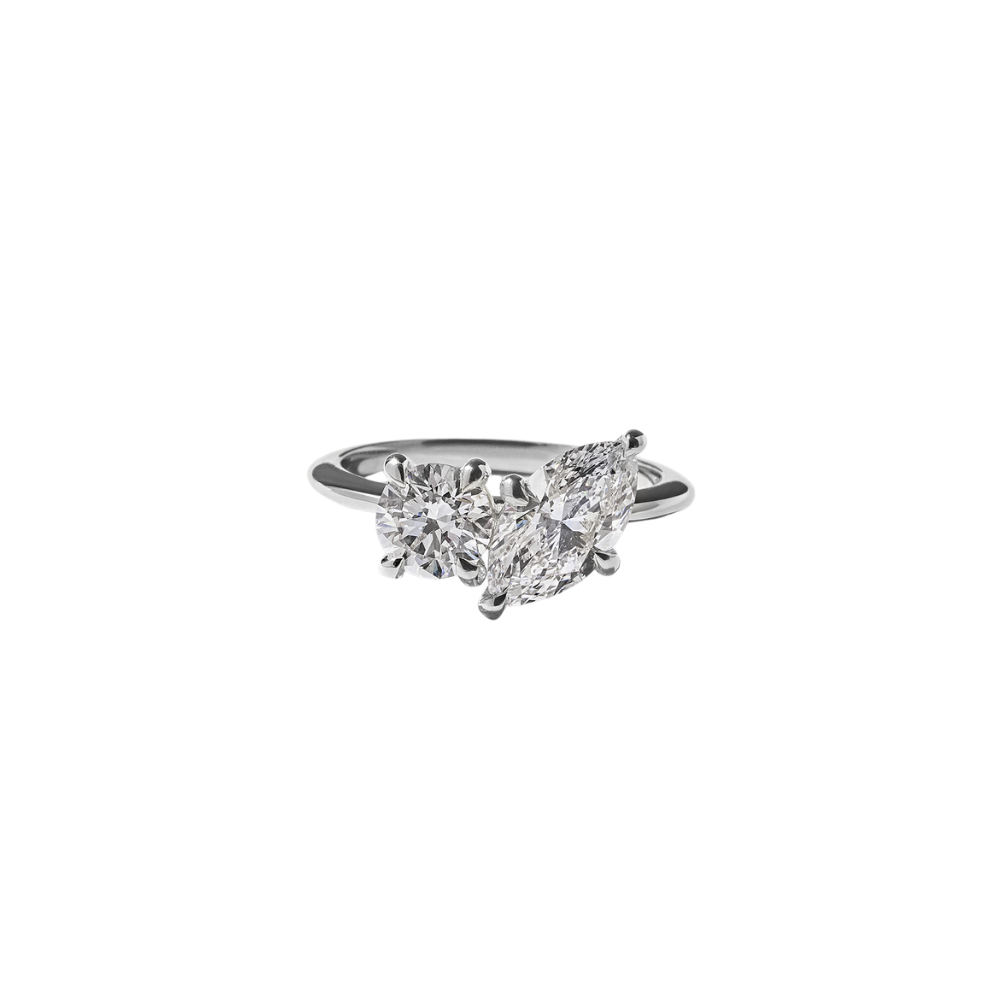 Toi Et Moi Women Platinum Ring Marquis Cut Diamond 2.00 Ct PT950 IGI Lab Created