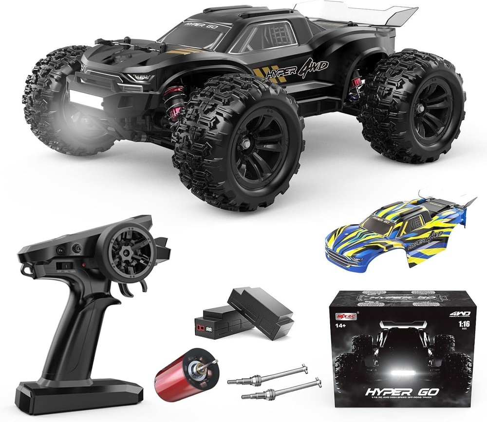 Fast 1/16 Brushless RC Truck, 4WD Off-Road Car, 42mph Speeds, Durable Chassis