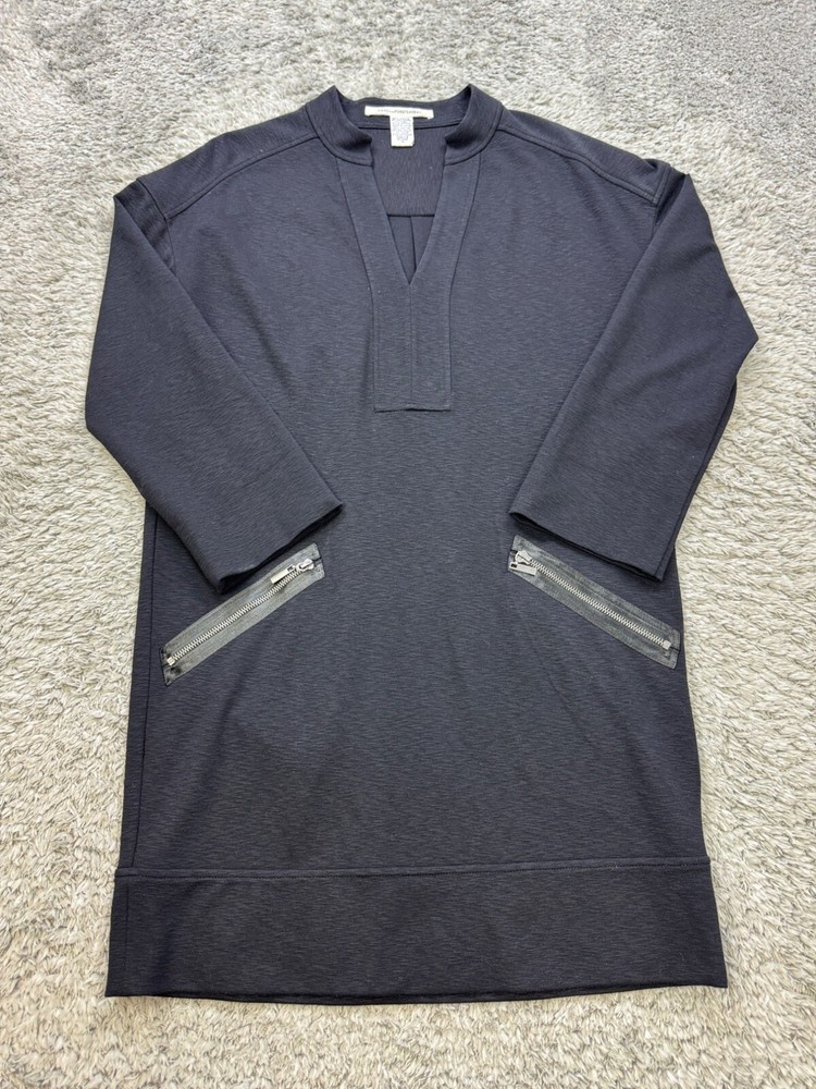 Diane Von Furstenberg Dress Womens 10 Black Wool Blend Lagenlook Cottage Tunic