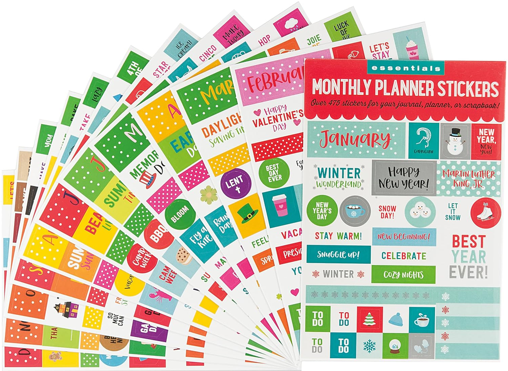 Essentials Month by Month Planner Stickers (Set of 475 Stickers)