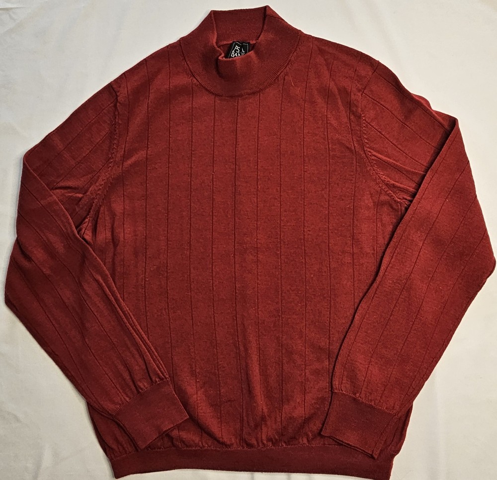 Mens Jos A Bank Traveler Long Sleeve Merino Wool Mock Neck Sweater Large