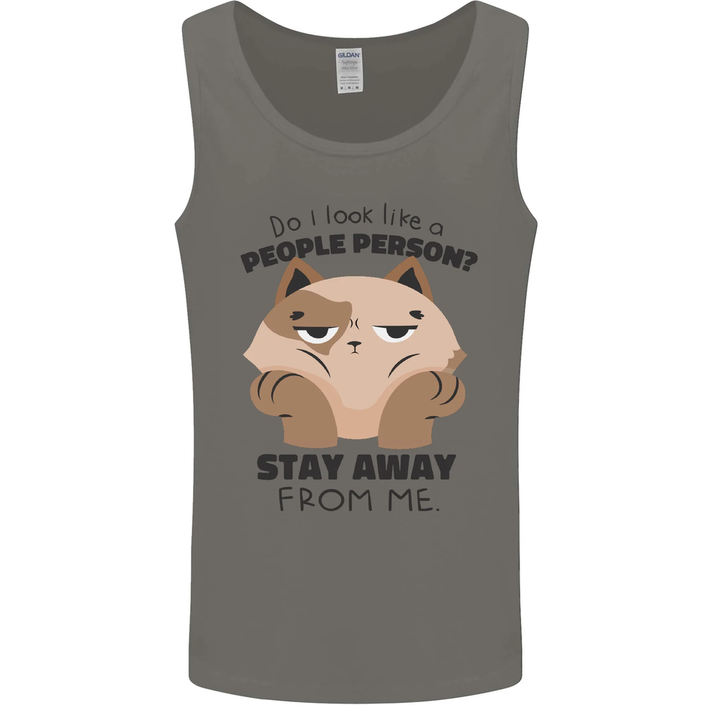 Do I Look Like a People Person Funny Cat Mens Vest Tank Top