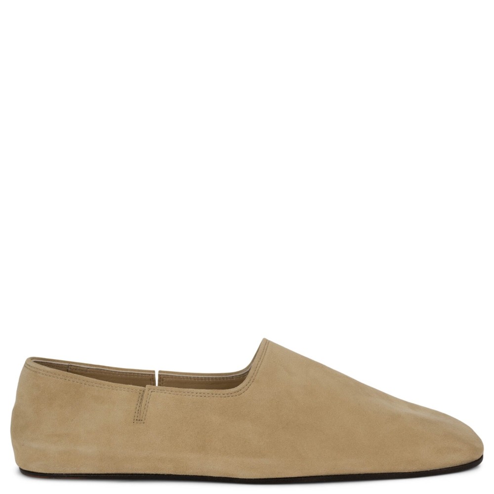 71749 auth LORO PIANA Wet Sand beige suede 2023 GRAVINA Loafers Flats Shoes 38