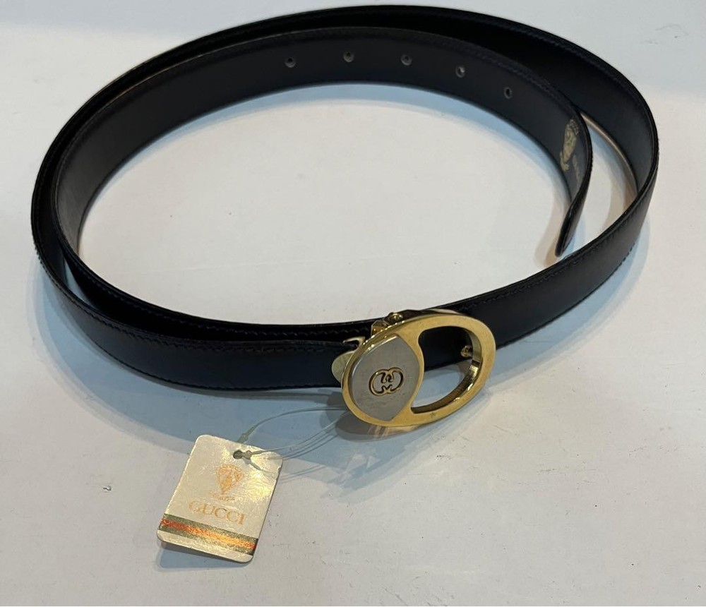Vintage Gucci GG Logo Belt Black Adjustable 114cm Deadstock