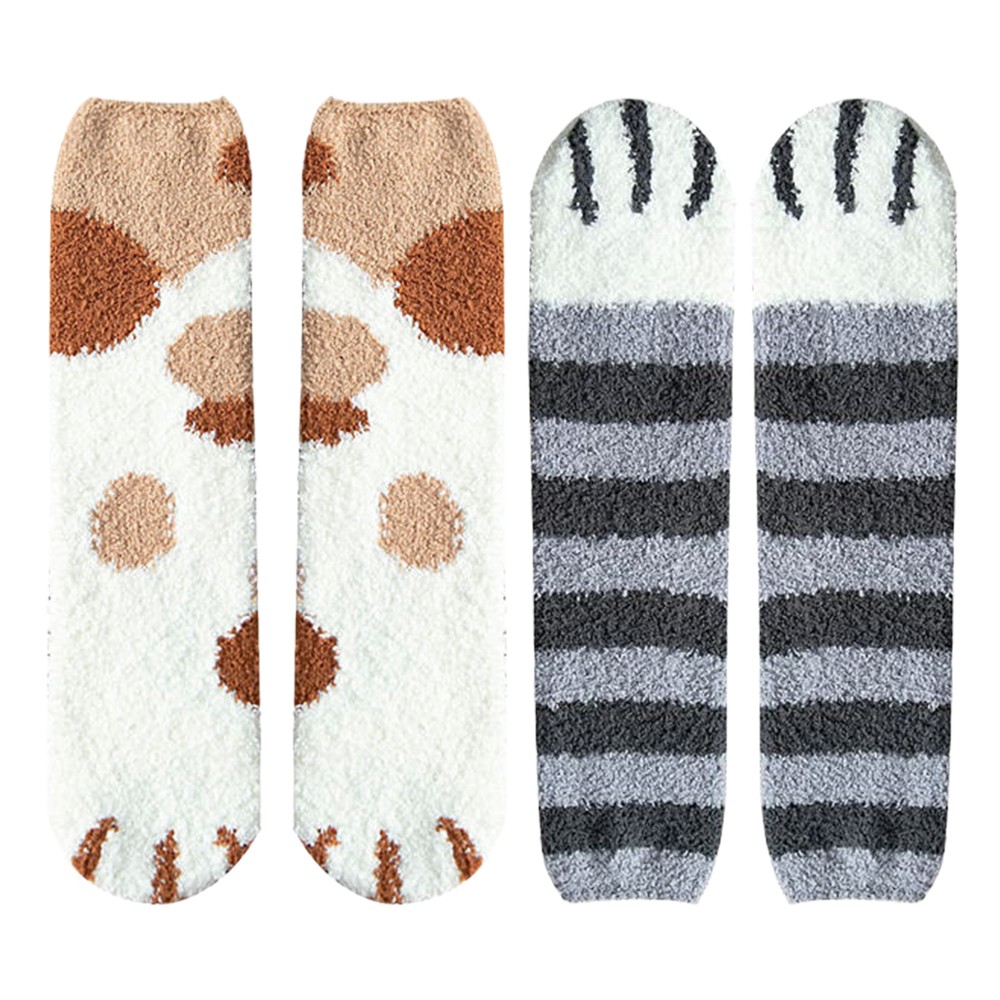 Cozy Warm Fuzzy Cat Paw Slipper Socks for Women - Cute Cartoon Design & Comfortable Winter Socks with Added Benefits