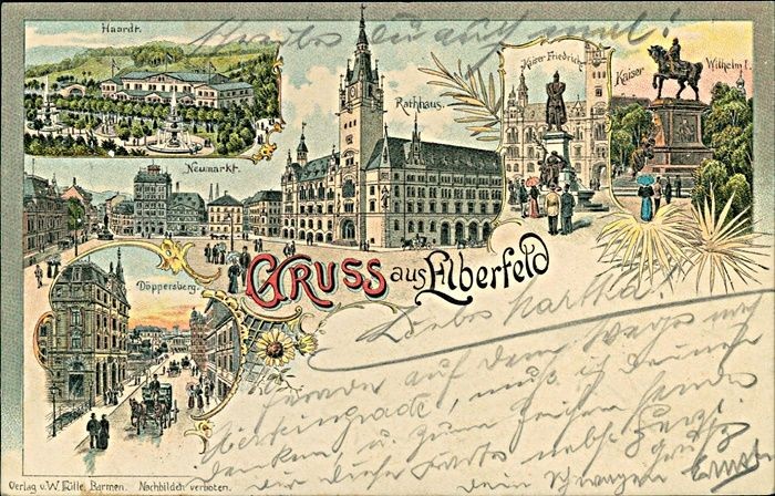 Postcard North Rhine-Westphalia (b248) Elberfeld 1897 Haardt City Hall Döppersbe
