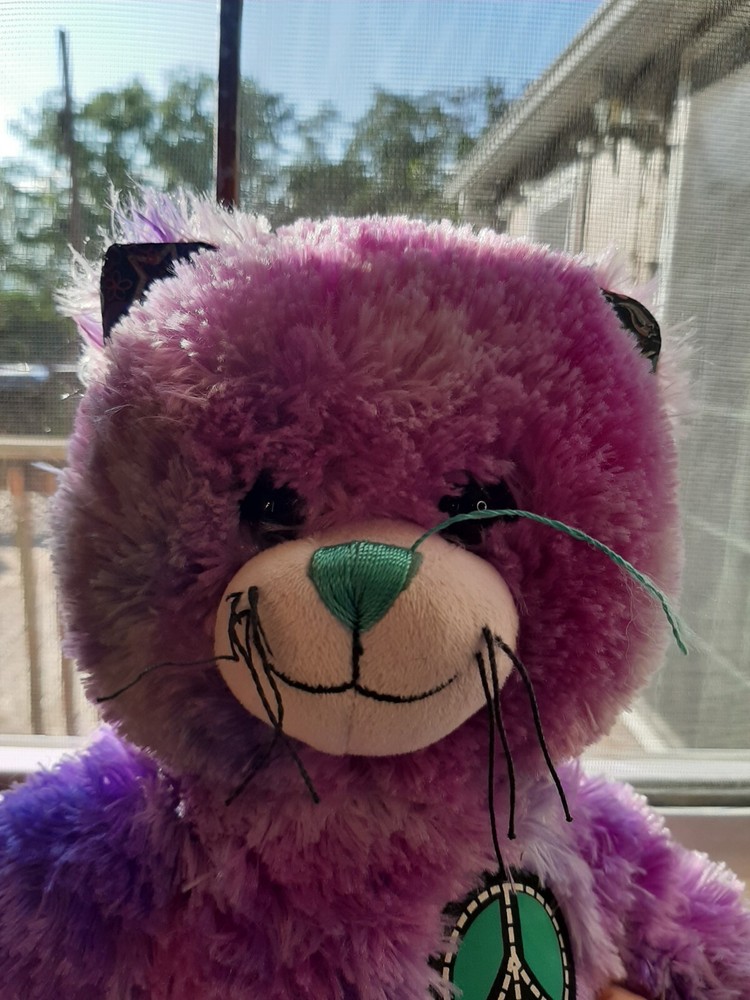 18-inch Peace Tie-Dye Purple Kitty Cat BFF Stuffed Plush by Build-A-Bear