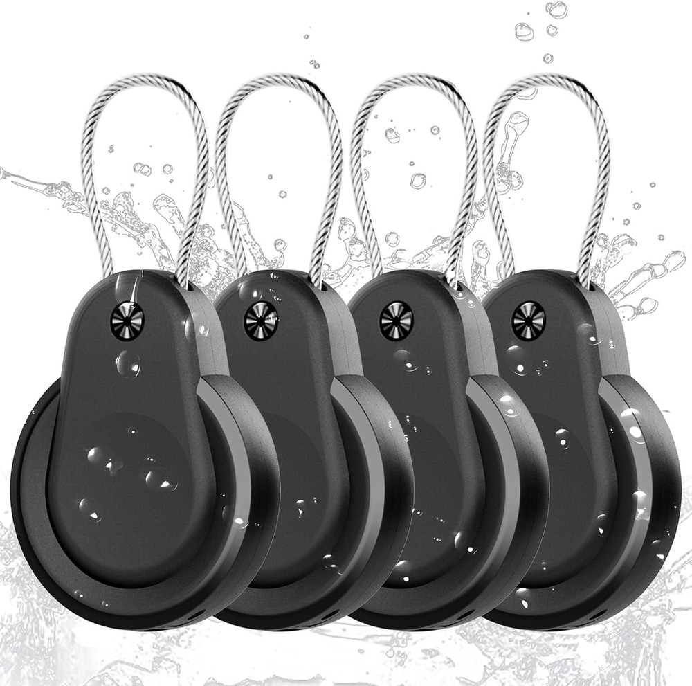 Secure 4-Pack Waterproof AirTag Lock Case with Keychain for Apple Devices in Sleek Black
