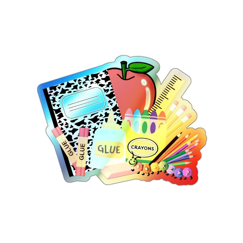 Back To School Holographic Die-cut Stickers-image