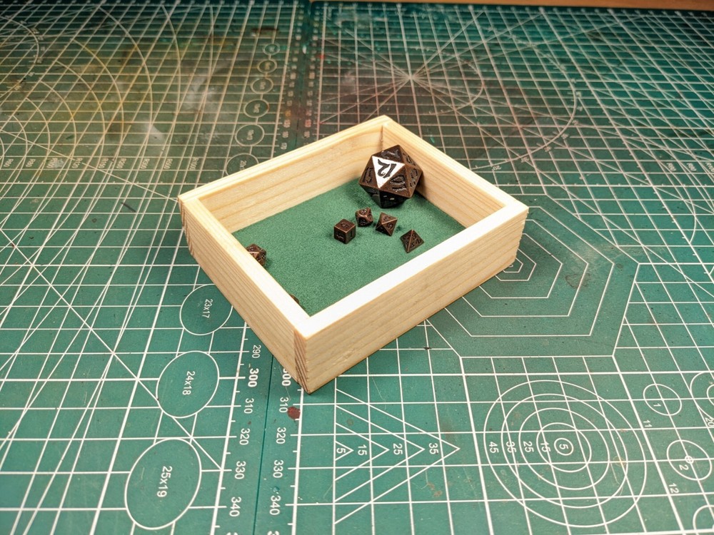 Handmade mini redwood travel dice tray for mini dice for dungeons and dragons