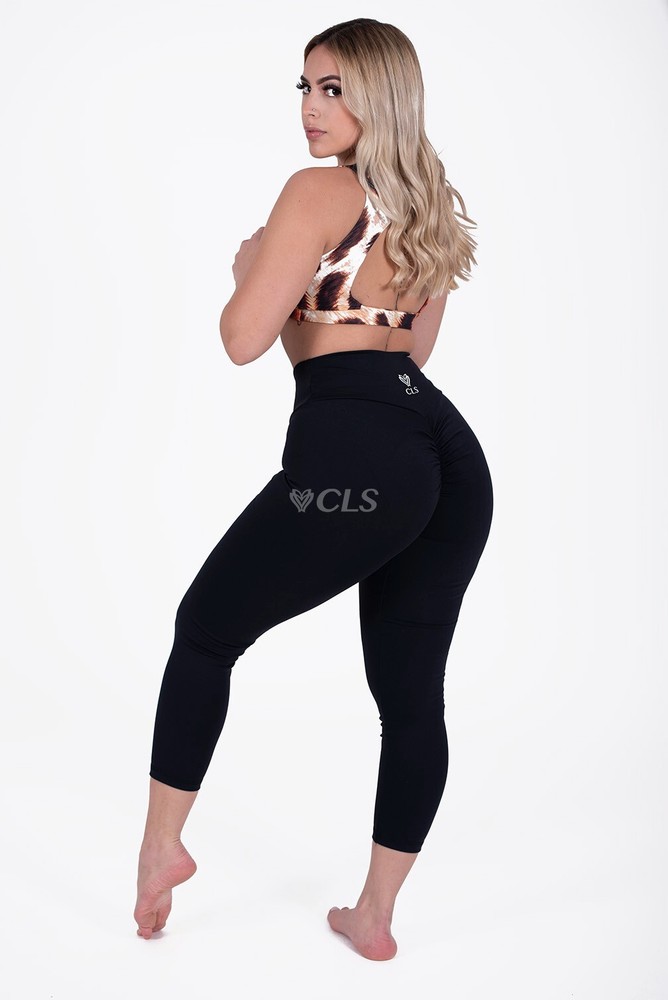 3 CLS Women's Leggings Activewear Pull On Black Color Mid-Rise Stretch.Size L