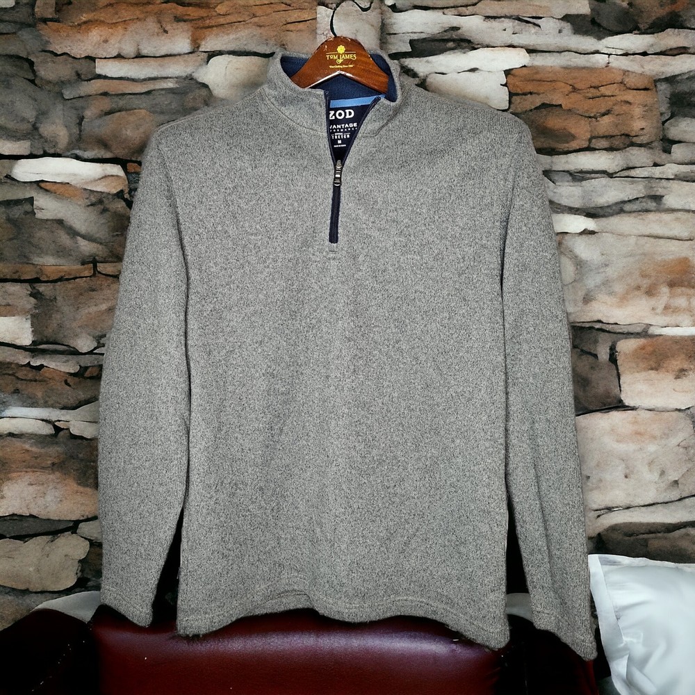 Urban Pipeline Quarter Zip Pullover Sweater Mens L Beige Cotton