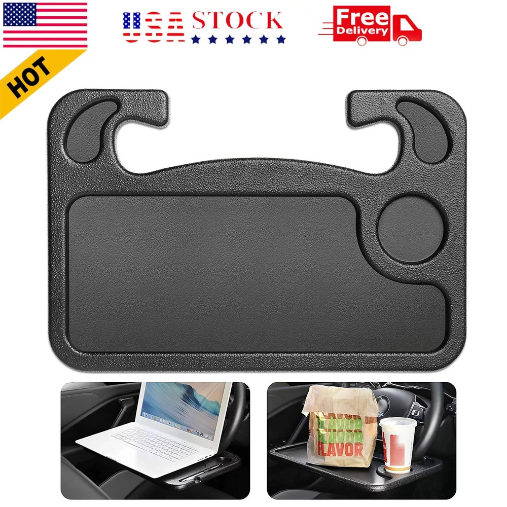 Car Steering Wheel Desk Tray - Two-Sided Laptop Food Holder for Work & Dining