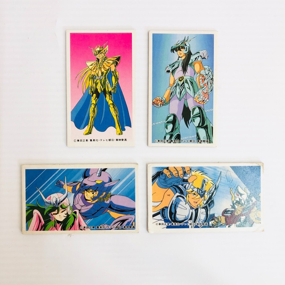 Vintage SAINT SEIYA Japanese Menko Yudetamago Trading Card Bundle Set of 4