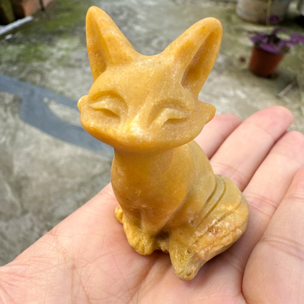 1pc Hand Carved Natural Quartz Fox Skull Crystal for Reiki Healing
