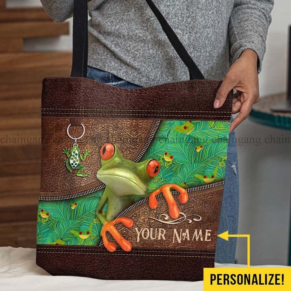 Personalized Love Frogs Tote Bag Love Frogs Shoulder Bag Love Frogs Handbag