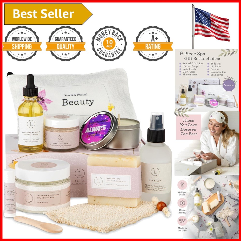 9-Piece Luxury Lavender Spa Kit - Clean Beauty for Pampering and Relaxation