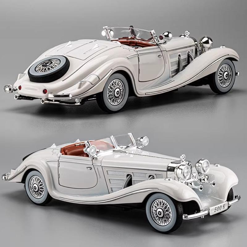 1:24 1936 Benz 500k Diecast Model Car - Classic Alloy Vehicle with Sound & Light