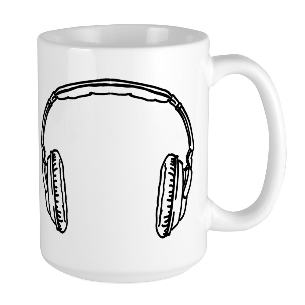 CafePress Headphones Coffee Mug, Large 15 oz. White Coffee Cup (52235972)