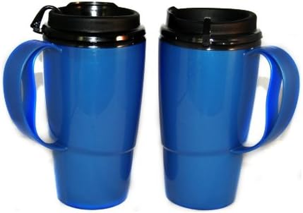 16oz Blue Double-Wall Insulated Coffee Mugs - 2 Pack  