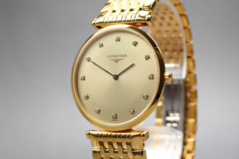 Longines La Grande Classique L4 709 2 Diamond Dial Gold Plated Rare QZ Watch