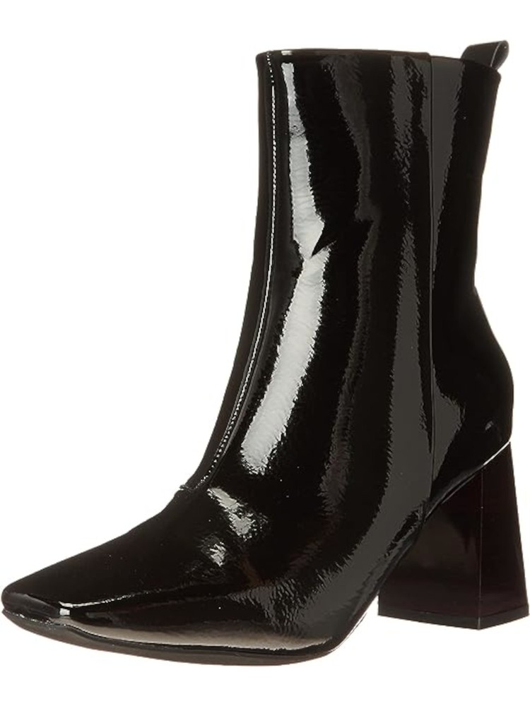 SEVEN DIALS Womens Burgundy Black Back Pull Tab Newton Toe Flare Booties 7.5 M