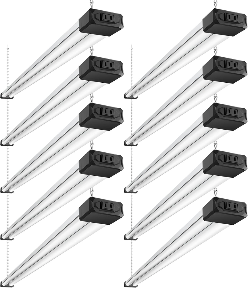 10 Pack Linkable LED Shop Light with Reflector, Super Bright 6500K Cool Daylight
