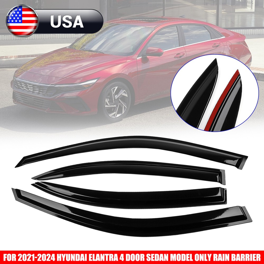 Window Visors Rain Guards Fits 2021 2022-2024 Hyundai Elantra 4 Door Sedan Model