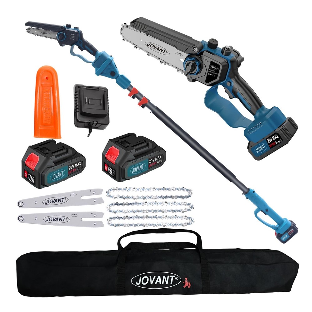 2-in-1 Brushless Cordless Pole Saw & Mini Chainsaw Kit with Extendable Pole - 2 Pack