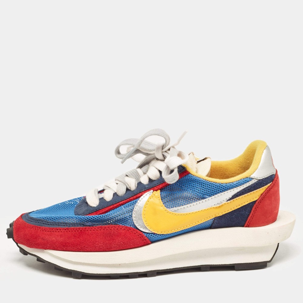 Nike x Sacai Multicolor Leather and Suede LD Waffle Varsity Blue Sneakers Size