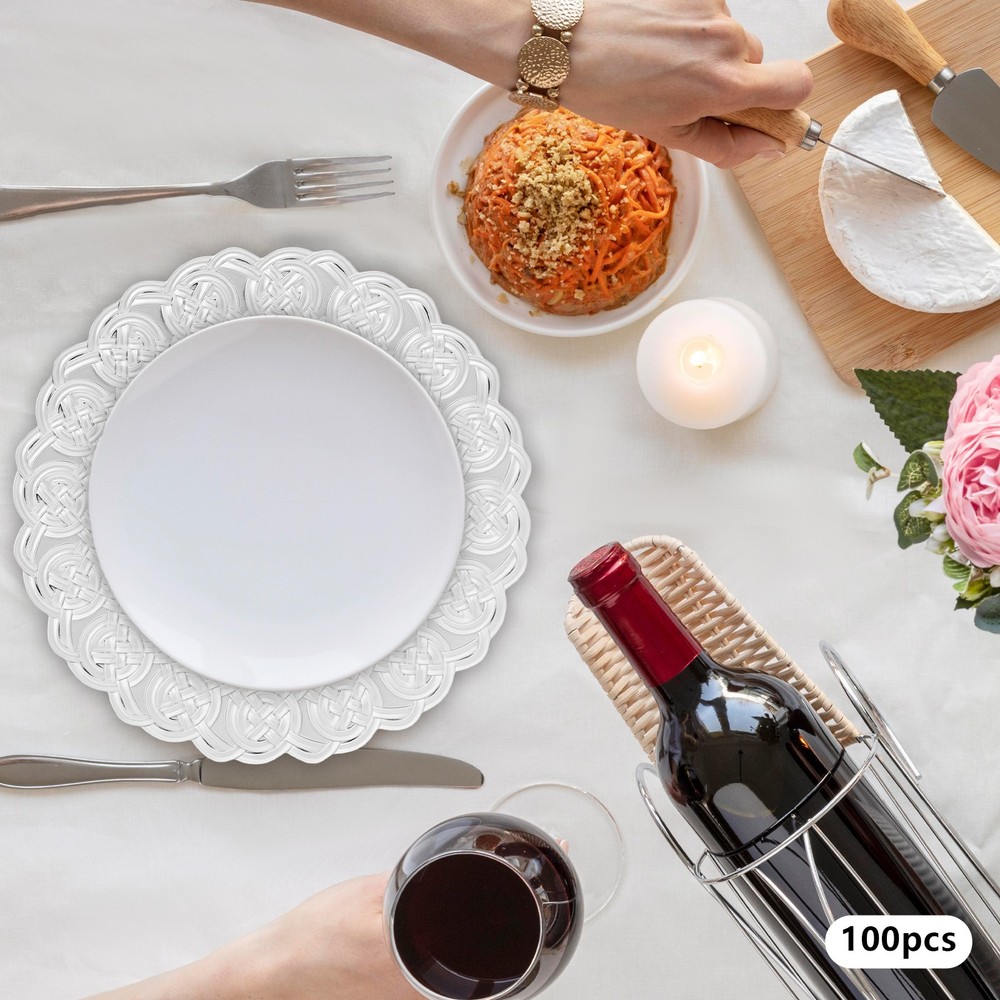 100pcs Dinner Plates Set, Round Dinner Plates, Dinner Plate for Wedding Party