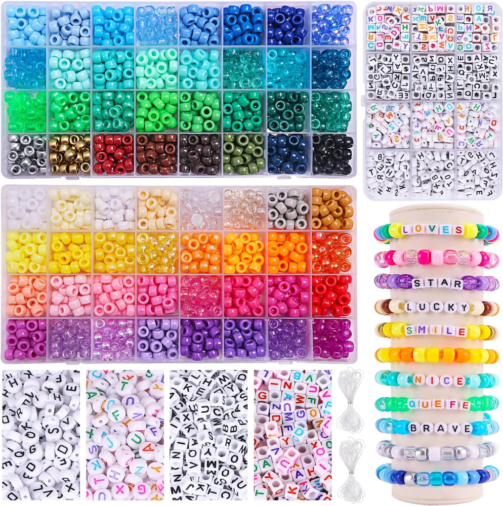 2350Pcs 64-Color Pony Beads for DIY Bracelets and Kandi Jewelry Crafting