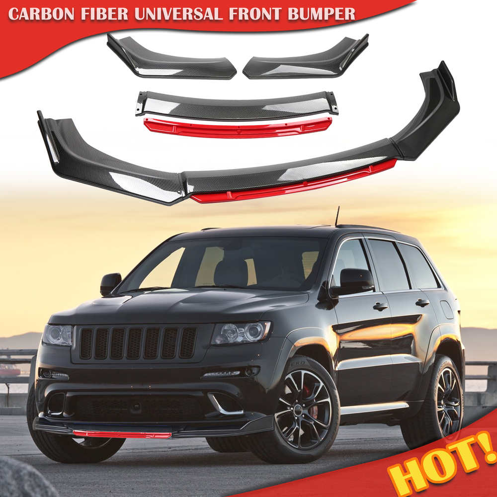 For Jeep Grand Cherokee SRT8/SRT Carbon Front Splitter Bumper Red Lip Spoiler US