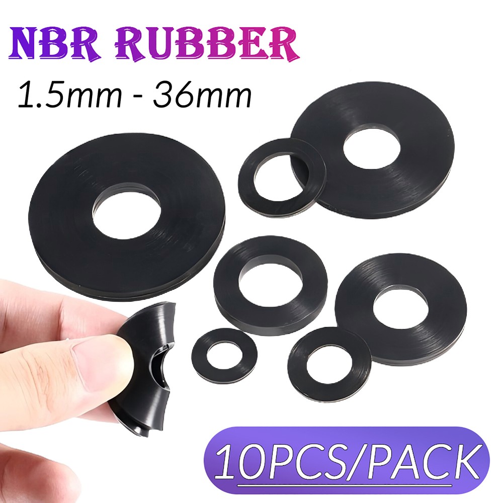 1-5MM THICK BLACK NBR RUBBER FLAT ROUND RING WASHER SEAL GASKETS 4MM - 66MM OD