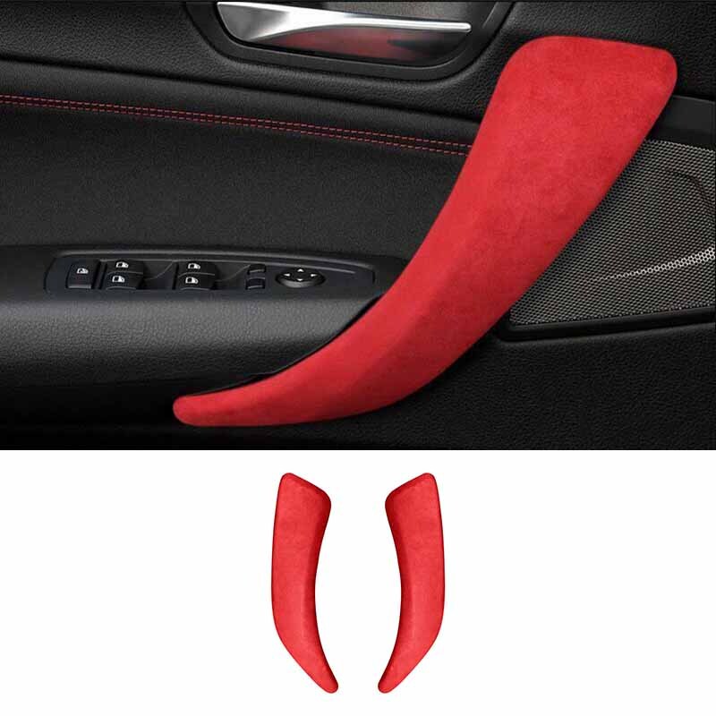 Strip Trim Car Interior For BMW 1 Series F20 F21 F22 F23 Door Armrest Red Suede