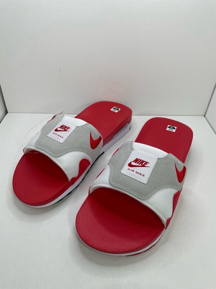 Nike Air Max 1 Slide Slippers White/University Red Mens Size 13 New DH0295-103