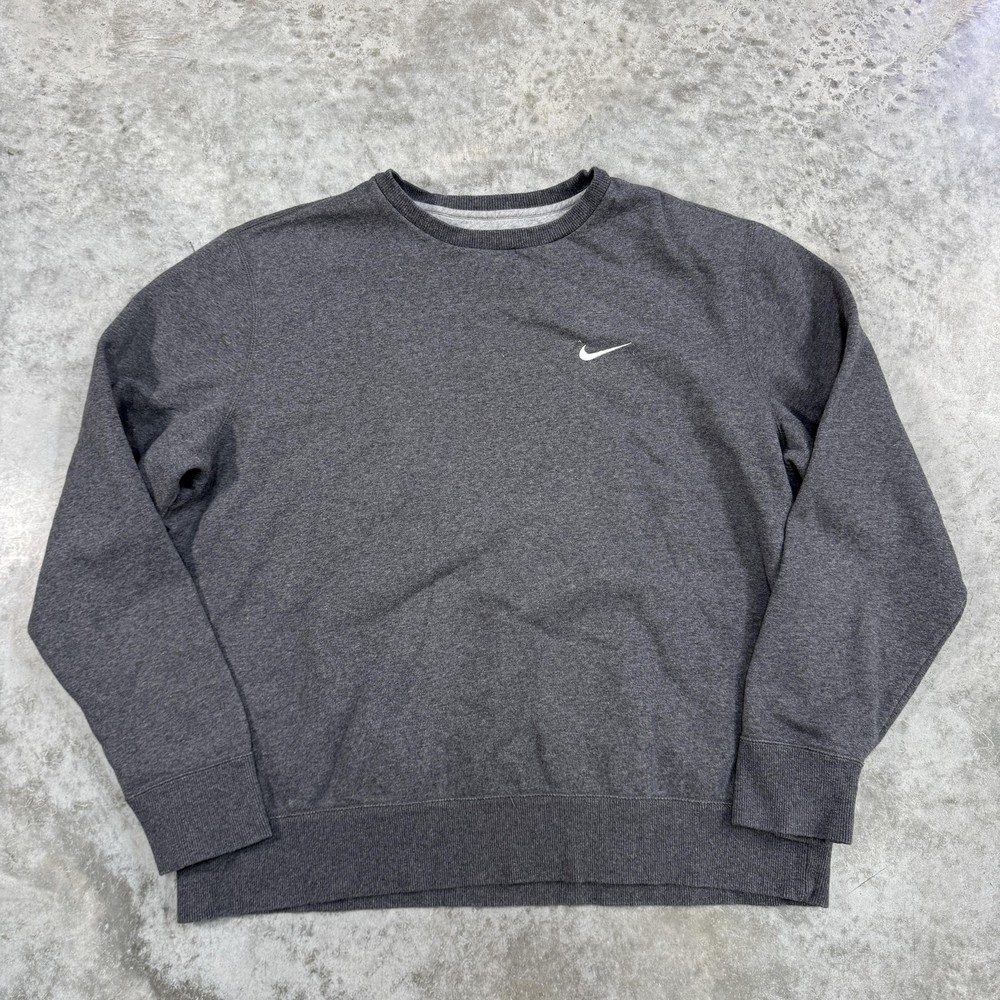 Nike Sweatshirt Mens 2XL Gray Crewneck Pullover Swoosh Logo Athletic Casual