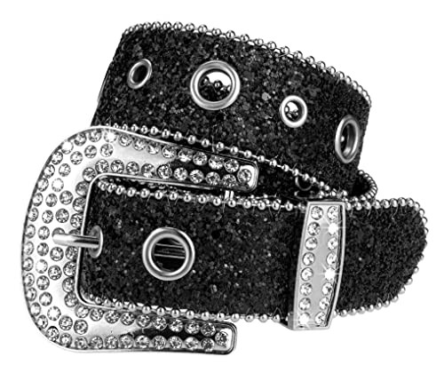 Western Rhinestone Belt for Women and Men Fits Waist 27-39 Inches Black