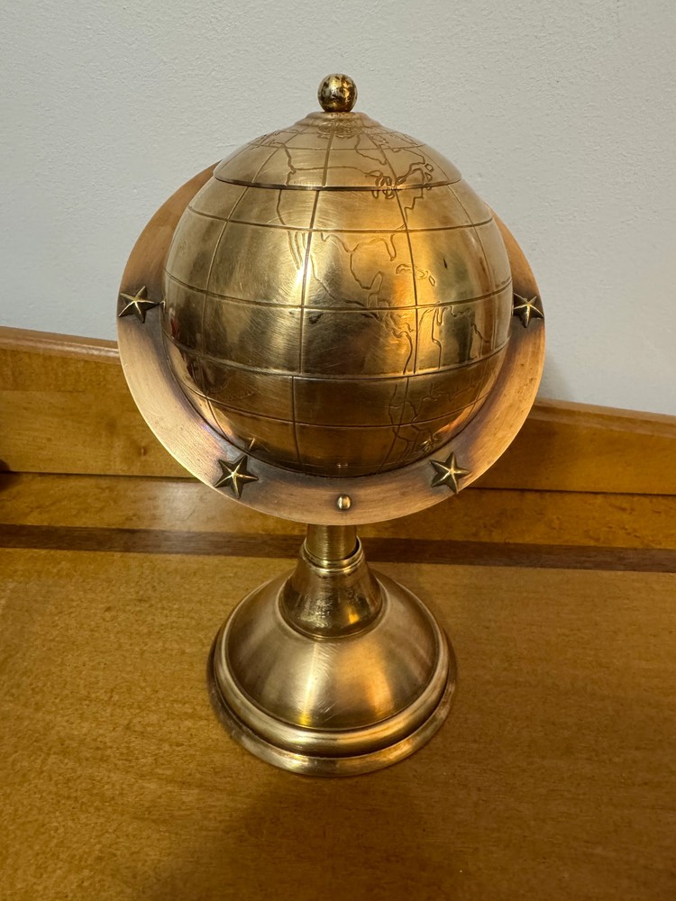 Vintage Brass Globe Cigarette Dispenser Holder RARE